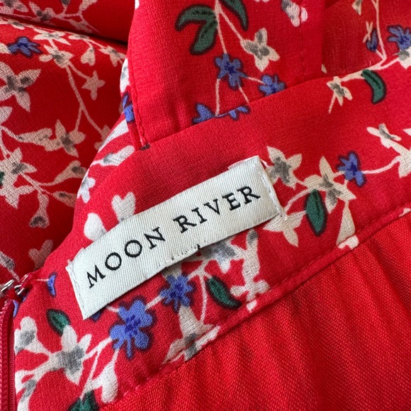Anthropologie‎ Moon River Red Floral Print Jumpsuit Open Back Wide Leg Size M - Picture 11 of 15